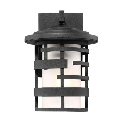 SATCO Lansing Textured Black Outdoor Hardwired Wall Lantern Sconce