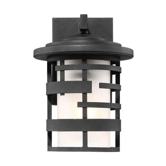 SATCO Lansing Textured Black Outdoor Hardwired Wall Lantern Sconce