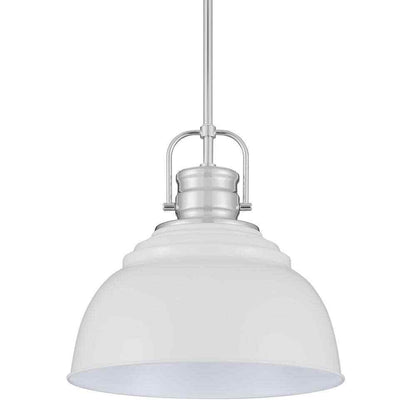 Home Decorators Shelston 13 in. White and Chrome Farmhouse Pendant Light Fixture