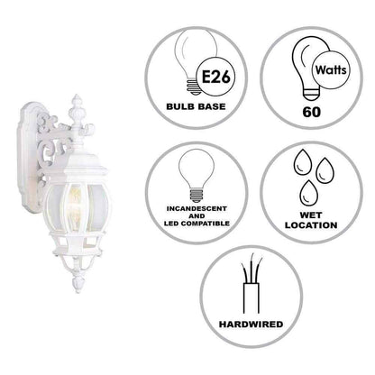 Bel Air Lighting Francisco 18" 1-Light White Lantern Outdoor Wall Light Fixture
