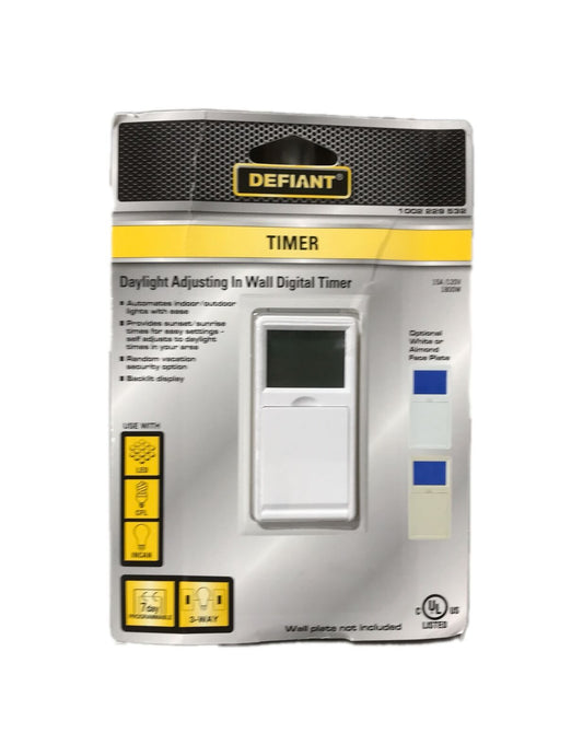 Defiant 15 Amp  Daylight Adjusting Digital Timer Switch w/ Screw Terminals White