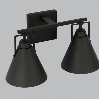 Home Decorators Insdale Matte Black Modern Vanity Light w/ Black Metal Shades
