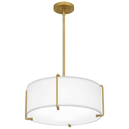 Home Decorators Brookley 4-Light Brushed Gold Pendant w/ White Fabric Shade