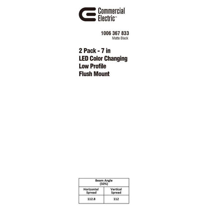 Commercial Electric 7 in. Matte Black 3-CCT LED Round Flush Ceiling Light 2-Pack