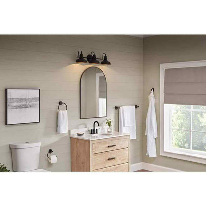 Hampton Bay 29 in. Elmcroft 3-Light Matte Black Vanity Light w/ Metal Shades