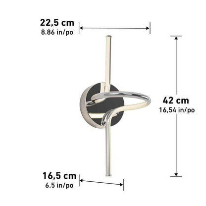 Artika Swirl Mini 8.9 in. 1-Light Chrome Modern Dimmable LED 3 CCT Wall Sconce