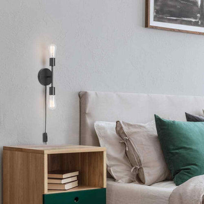 Hampton Bay Stockport 2-Light Matte Black Wall Sconce 65742