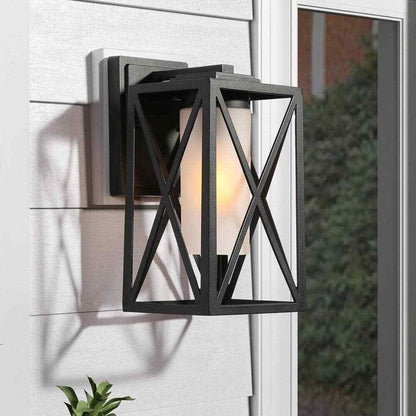 LNC 1-Light Modern Farmhouse Black Outdoor Wall Lantern Sconce Decorative Coach