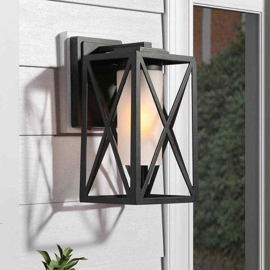 LNC 1-Light Modern Farmhouse Black Outdoor Wall Lantern Sconce Decorative Coach