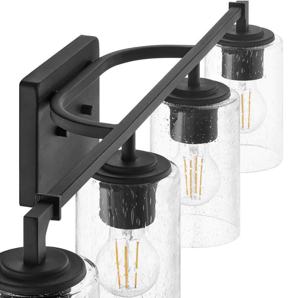 Home Decorators Helenwood 30.75 in. 4-Light Matte Black Bathroom Vanity Light