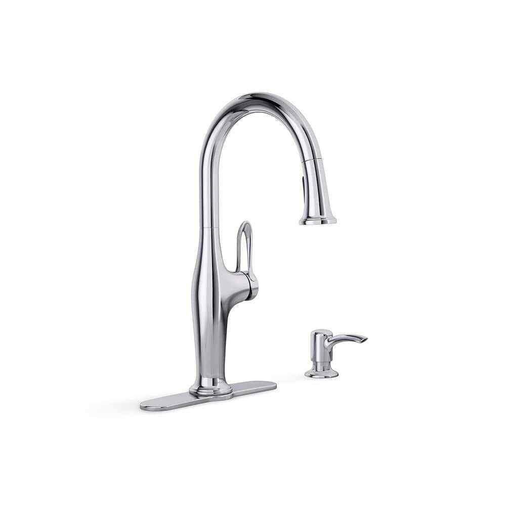 KOHLER Hamelin Single Handle Pull Down Sprayer Kitchen Faucet in Polished Chrome