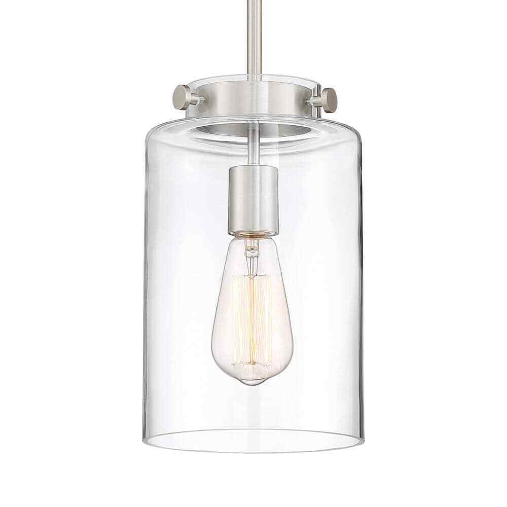 Hampton Bay Mullins 6.75 in. 1-Light Brushed Nickel Mini Pendant