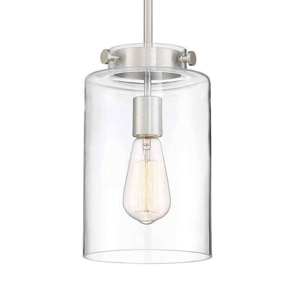 Hampton Bay Mullins 6.75 in. 1-Light Brushed Nickel Mini Pendant