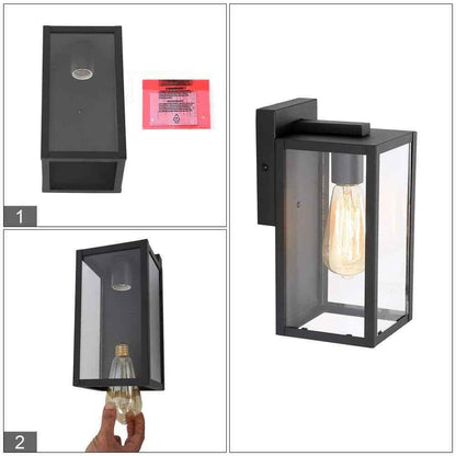 LNC Modern Black Outdoor Sconce 1-Light Minimalist Exterior Wall Lantern