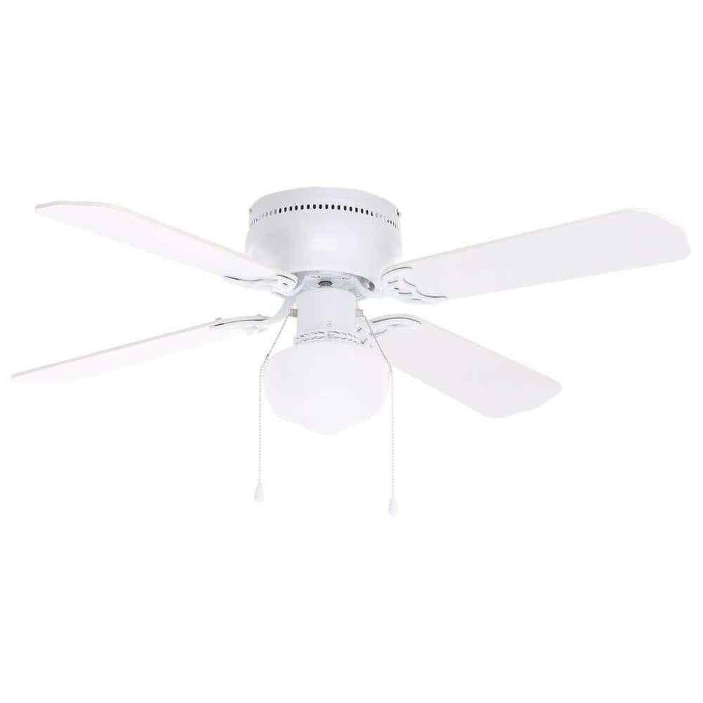 Littleton 42 in. LED Indoor Flush Mount White Ceiling Fan with Light Kit