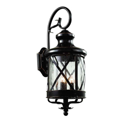Bel Air Lighting Chandler Rubbed Bronze Outdoor Wall Light Fixture Seeded Glass