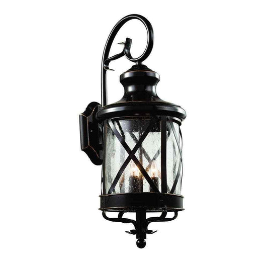 Bel Air Lighting Chandler Rubbed Bronze Outdoor Wall Light Fixture Seeded Glass
