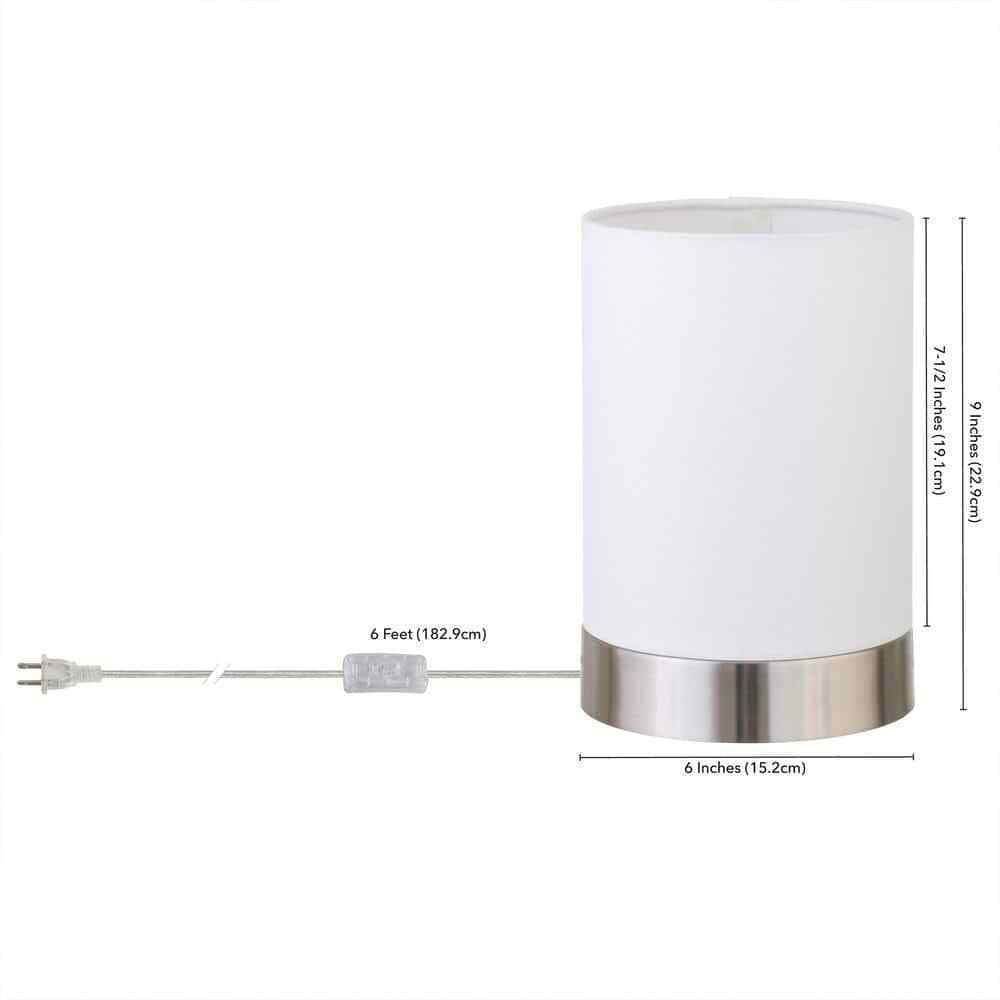 Meyer&Cross Piper 9 in. Brushed Nickel/White Uplight Mini Lamp with Fabric Shade