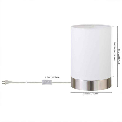 Meyer&Cross Piper 9 in. Brushed Nickel/White Uplight Mini Lamp with Fabric Shade
