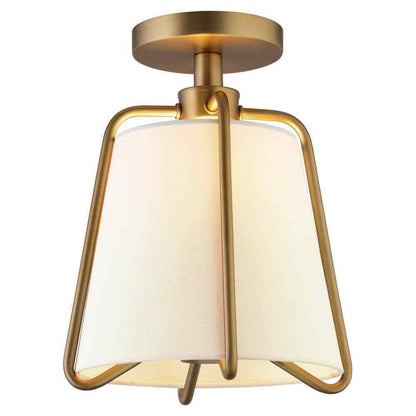 Meyer&Cross Marduk 9.5 in. Brushed Brass Semi Flush Mount with Fabric Shade