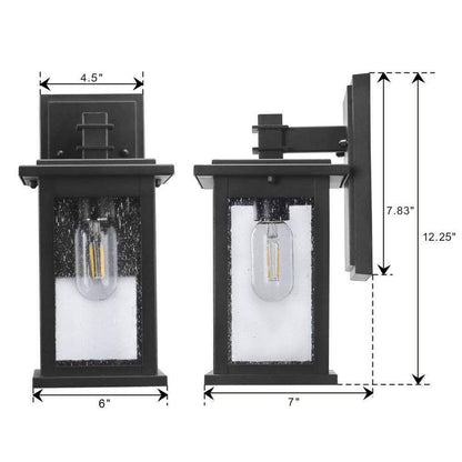 JAZAVA 1-Light Black Weather Resistant Outdoor Wall Light Sconce Wall Lantern