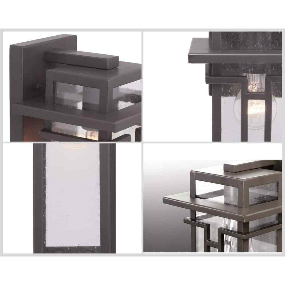 Progress Lighting Boxwood Antique Bronze Clear Seeded Glass Wall Lantern Light