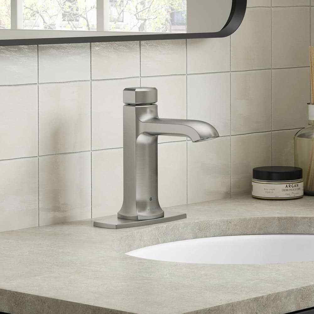 KOHLER Rubicon Powered Touchless Single Hole Bathroom Faucet in Brushed Nickel