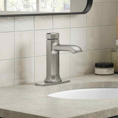 KOHLER Rubicon Powered Touchless Single Hole Bathroom Faucet in Brushed Nickel