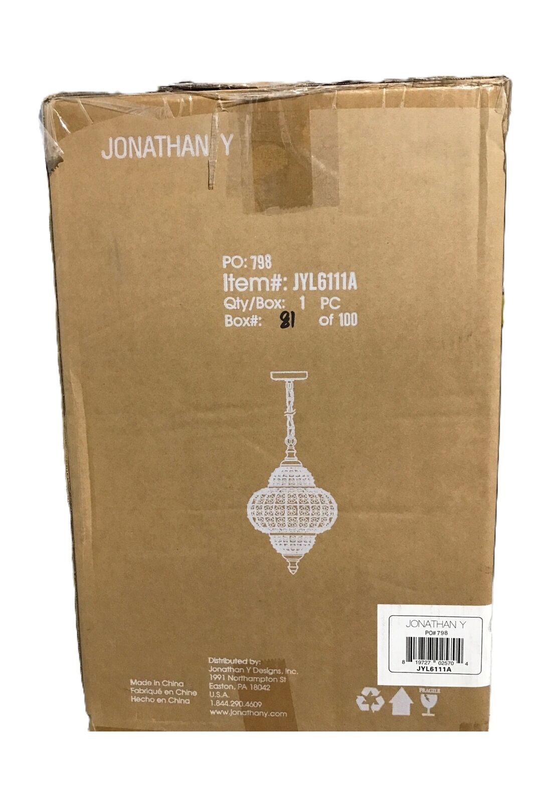 JONATHAN Y Juliette 12 in. 1-Light Chrome Crystal/Metal LED Chandelier Pendant