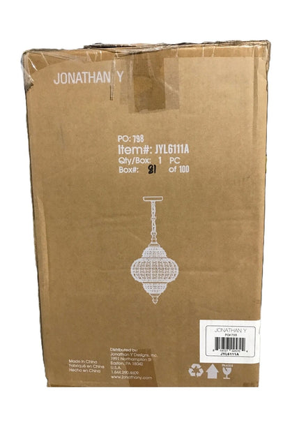 JONATHAN Y Juliette 12 in. 1-Light Chrome Crystal/Metal LED Chandelier Pendant
