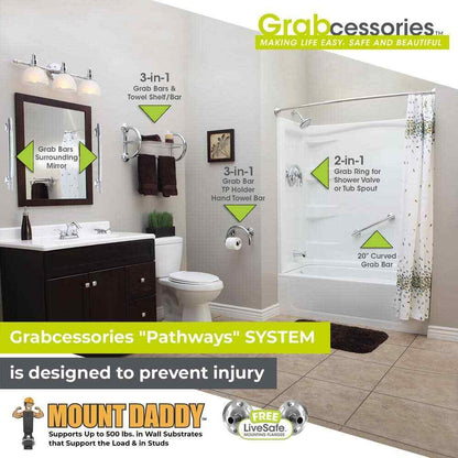 Grabcessories 2-in-1 13.25 in. x 1.25 in. Shower and Tub Grab Ring w/ Grips