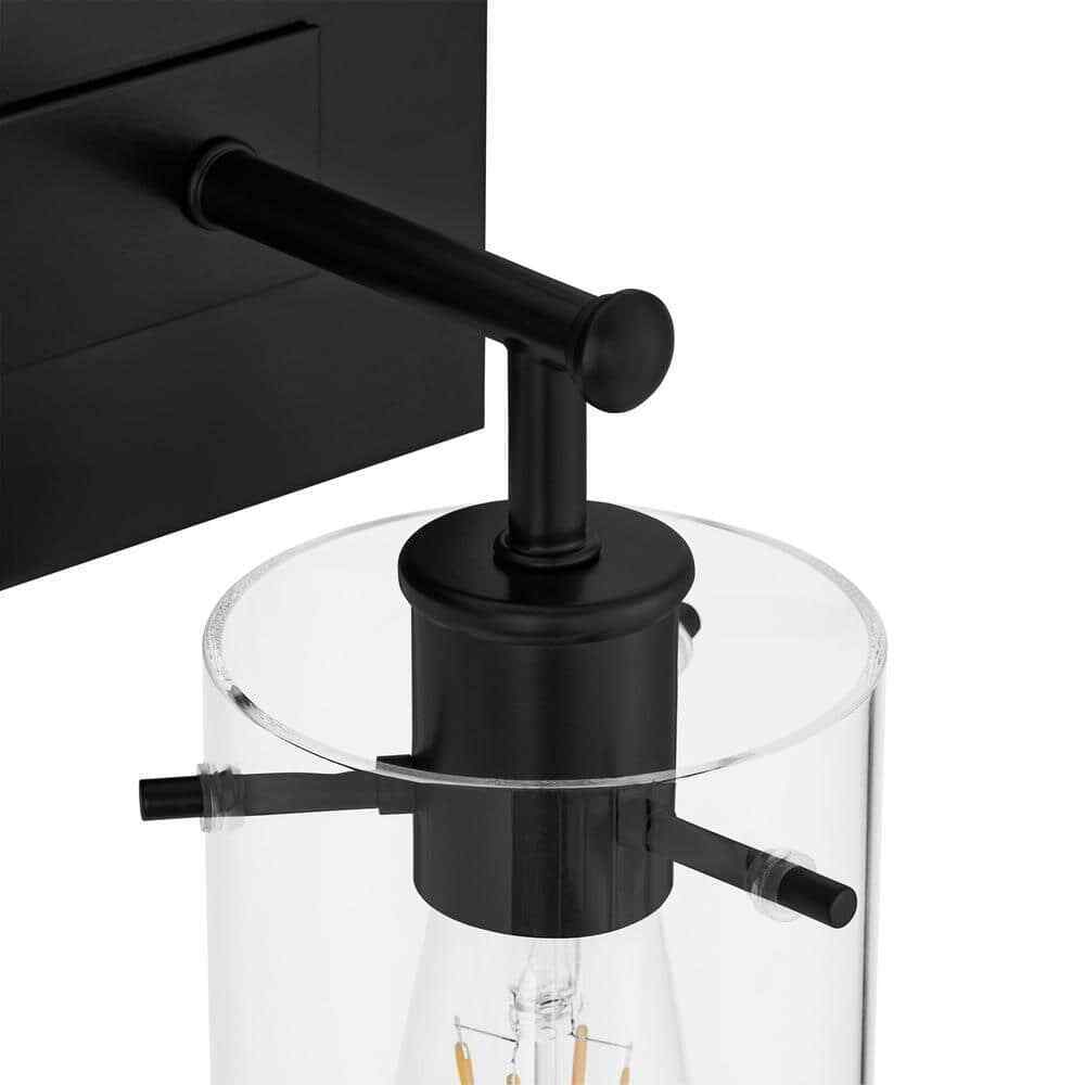 Hampton Bay Regan 21 in. 3-Light Matte Black Bathroom Vanity Light