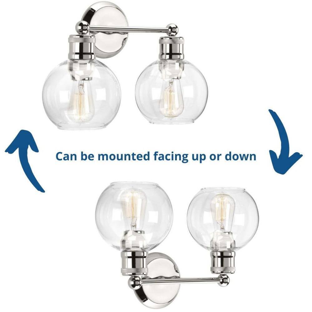 Progress Lighting Hansford 15-1/2 in. 2-Light Polished Nickel Vanity Light