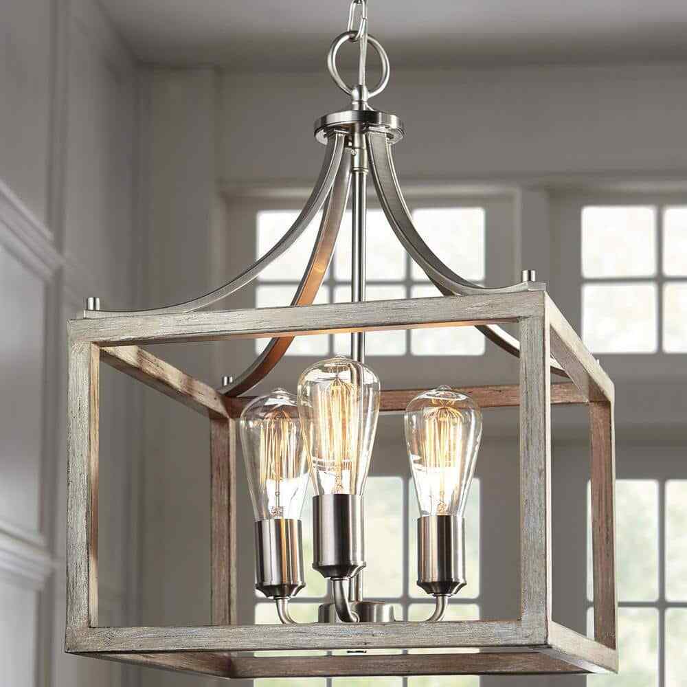 Hampton Bay Boswell Quarter 14 in. 3-Light Brushed Nickel Farmhouse Chandelier