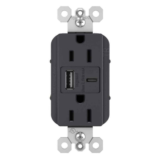 Legrand radiant 15 Amp 125-Volt Decorator Duplex Outlet w/ 6.0 Amp Type A/C USB