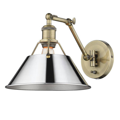 Golden Lighting Orwell 9 in. Aged Brass Sconce 3306-A1W AB-CH