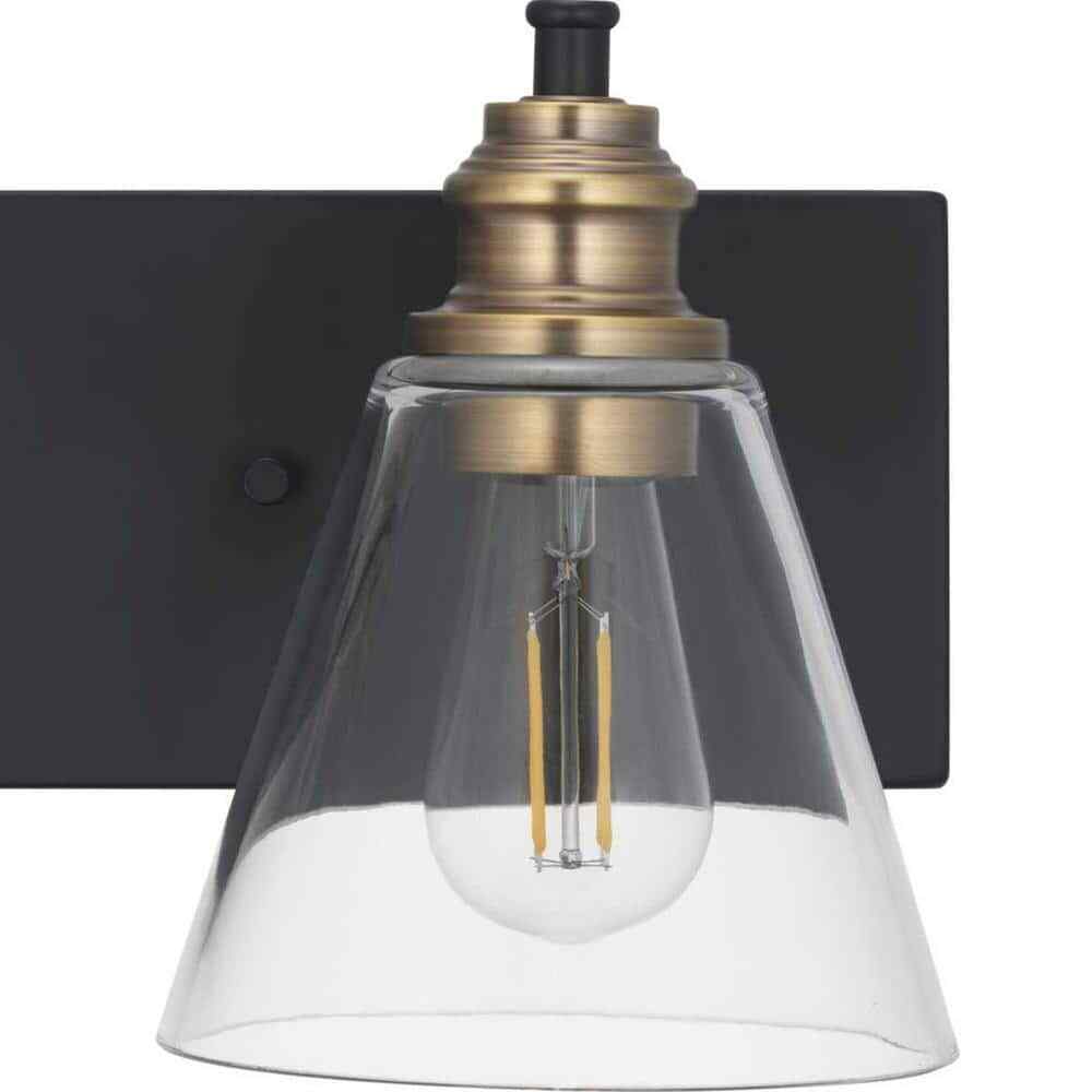 Hampton Bay Manor 24 in. 3-Light Matte Black Industrial Bathroom Vanity Light