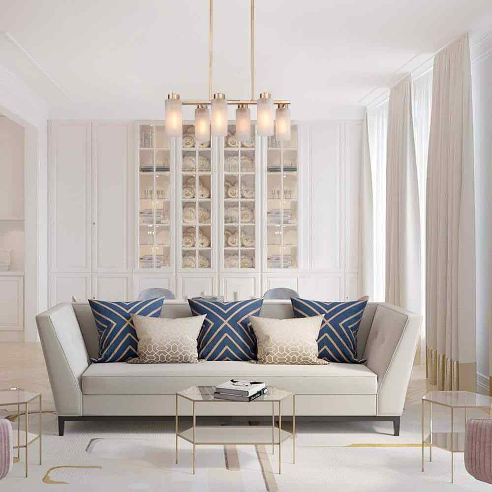 LNC Modern Matte Brass Chandelier Gold 6-Light Dining Room Island Chandelier