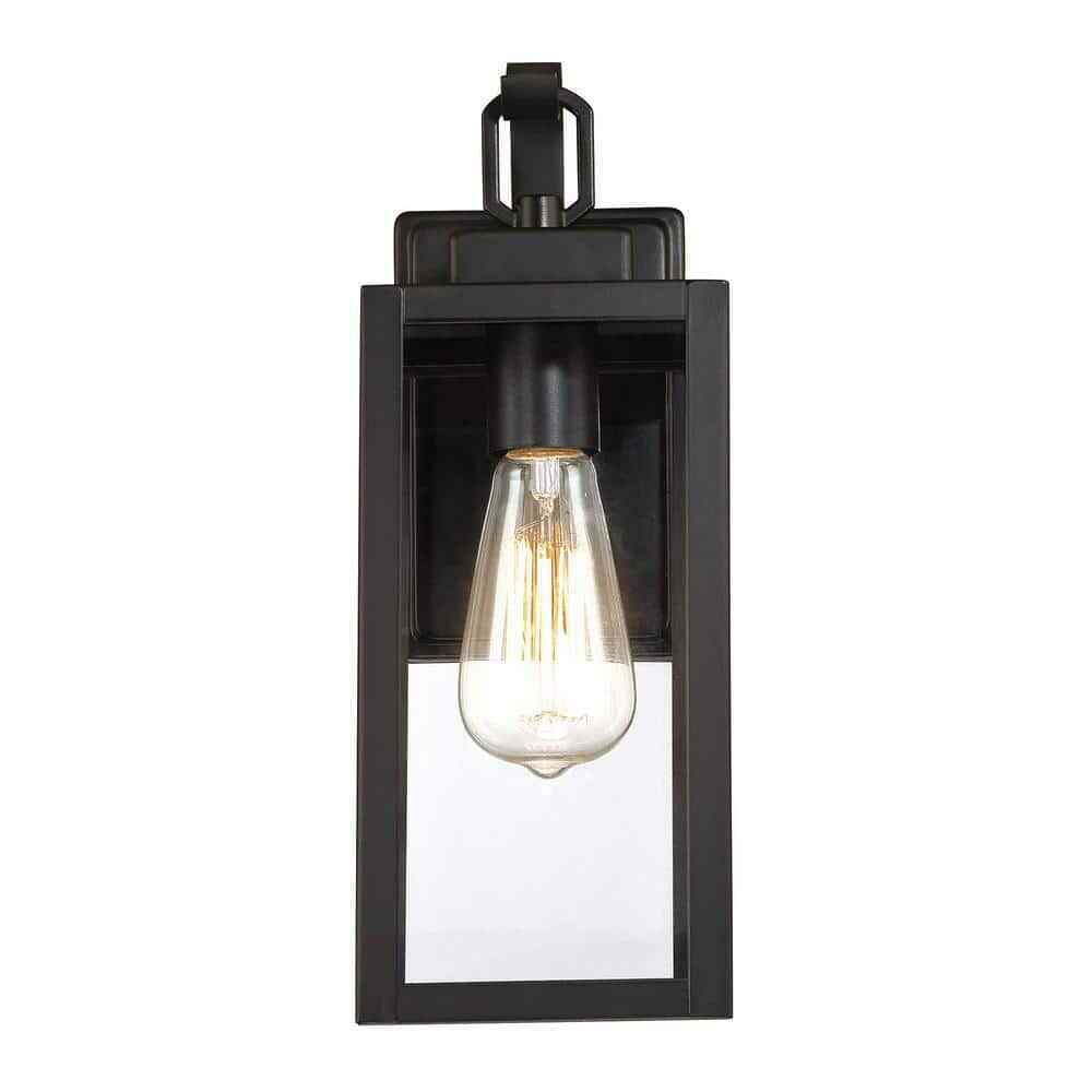 Hukoro Martin 1-Light Matte Black Outdoor Wall Lantern Sconce with Clear Glass