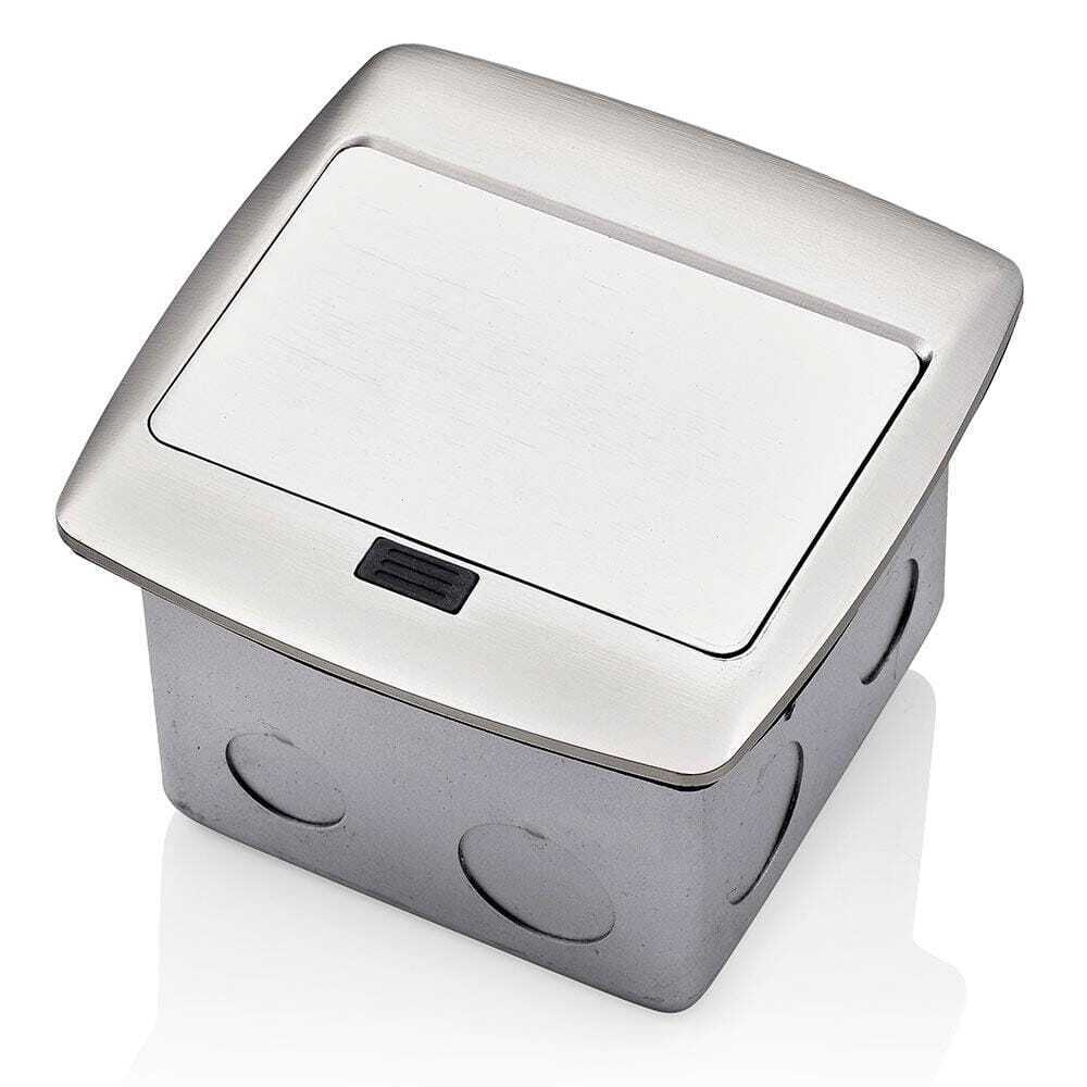 Leviton Pop-Up Floor Box with 15 Amp Tamper-Resistant Outlet Brushed Nickel