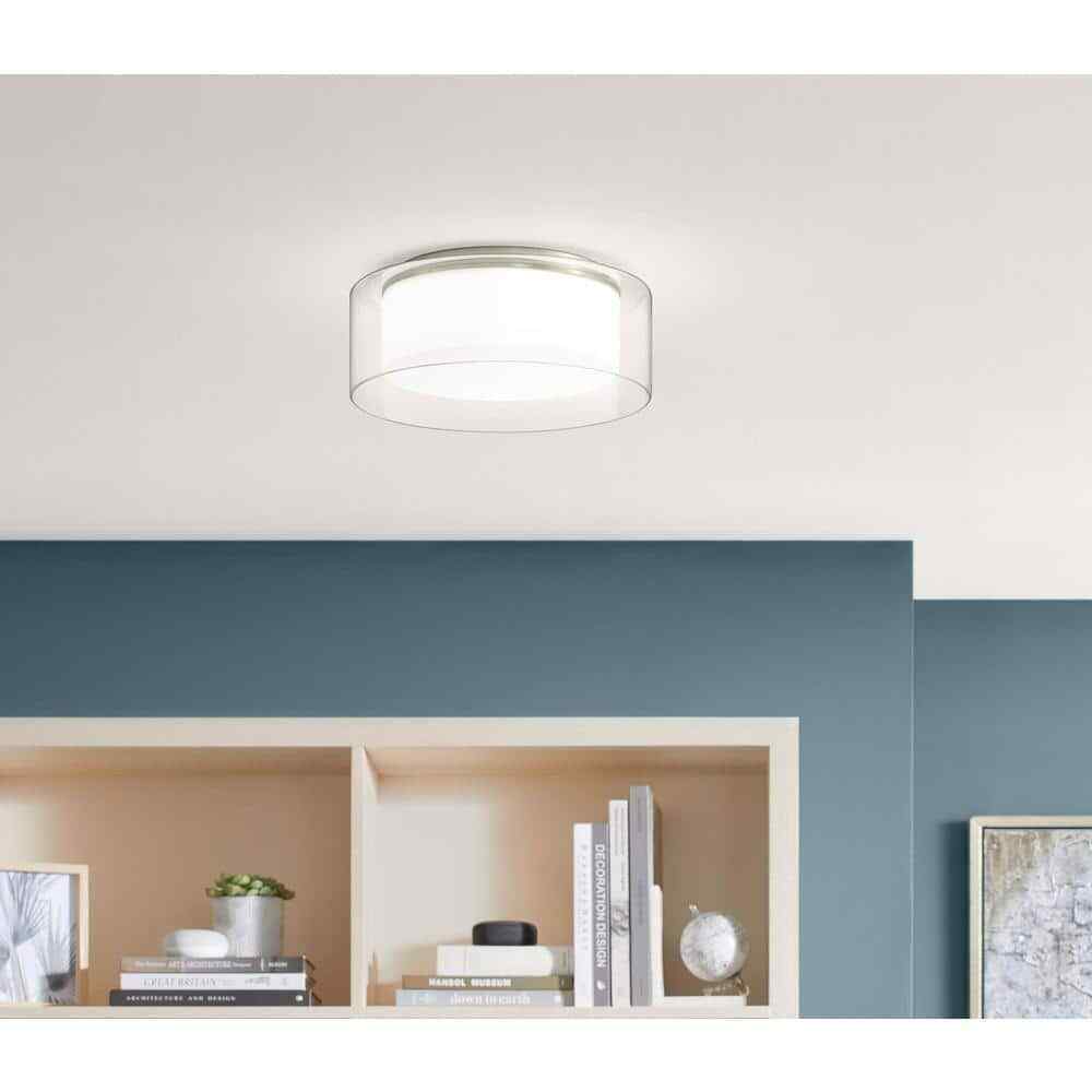 Denning 13 in. Brushed Nickel Smart Voice Controlled RGB LED Flush Mount