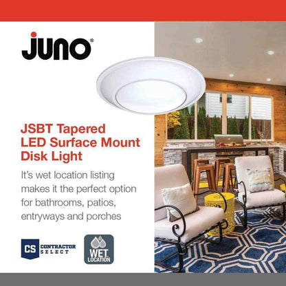 Juno JSBT 7.72 in. Matte White Wet Location Integrated LED Flush Mount Fixture