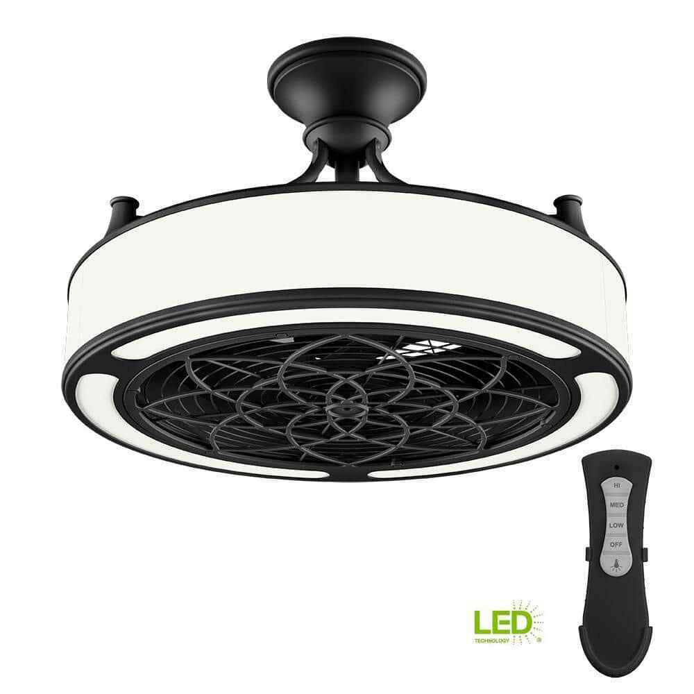 Home Decorators Windara 22 in. LED Indoor/Covered Outdoor Black Ceiling Fan