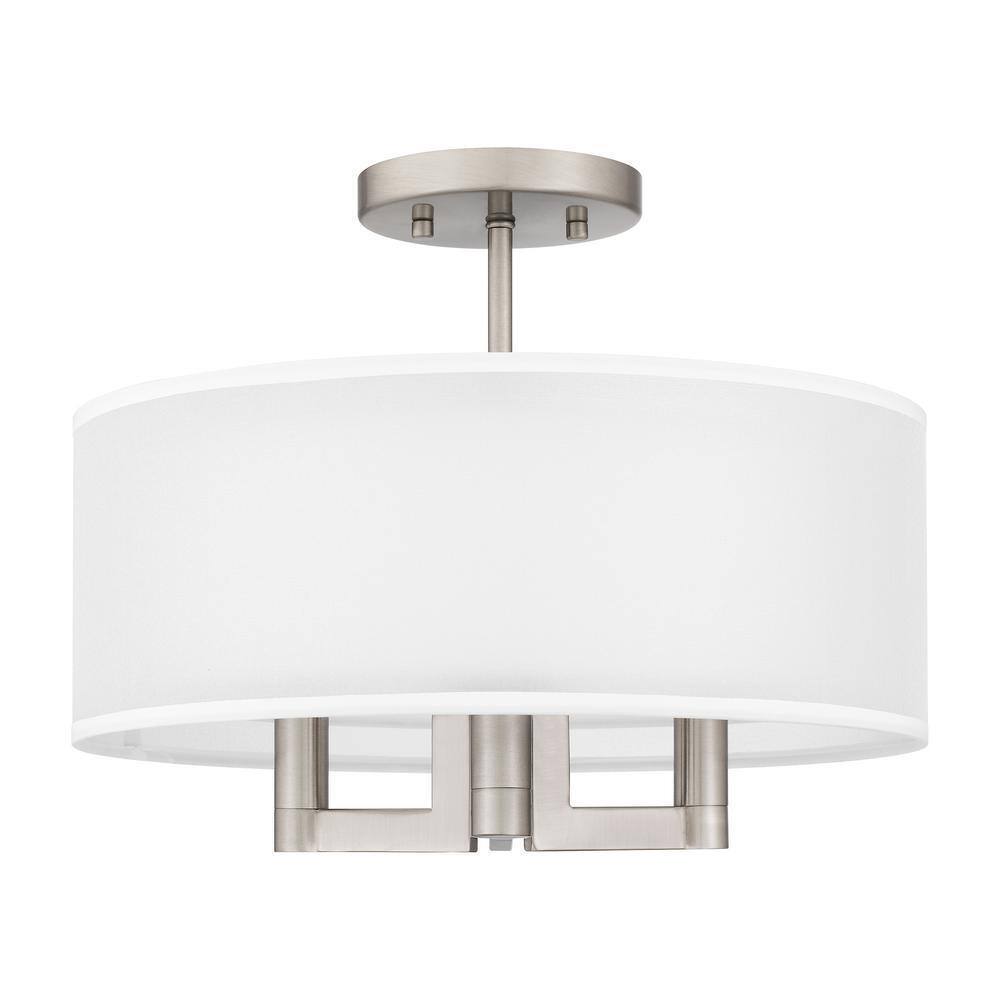 Home Decorators Hiddenbrook 15 in. 3-Light Brushed Nickel Semi-Flush Mount