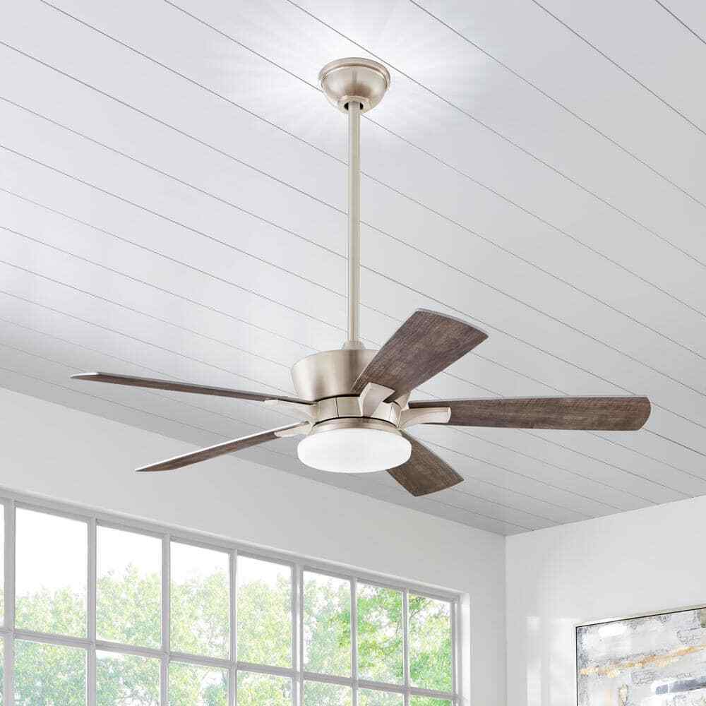 Home Decorators Bergen 52 in. LED Uplight Brushed Nickel Ceiling Fan