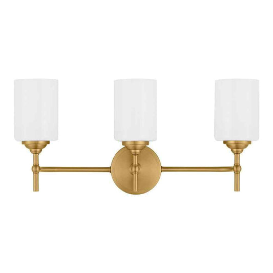 Home Decorators Ayelen Matte Brass Bathroom Vanity Light w/ Opal White Glass