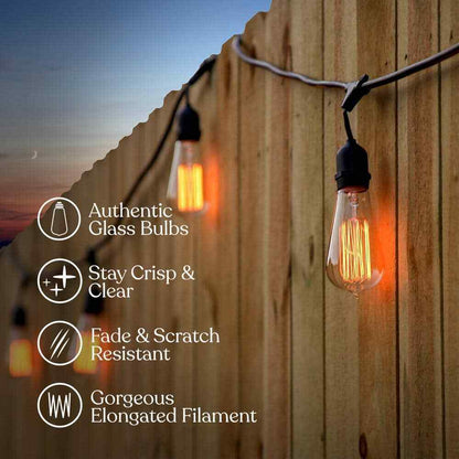 Brightech Ambience Pro 15-Light 48 ft. Outdoor Plug-in Incandescent String-Light
