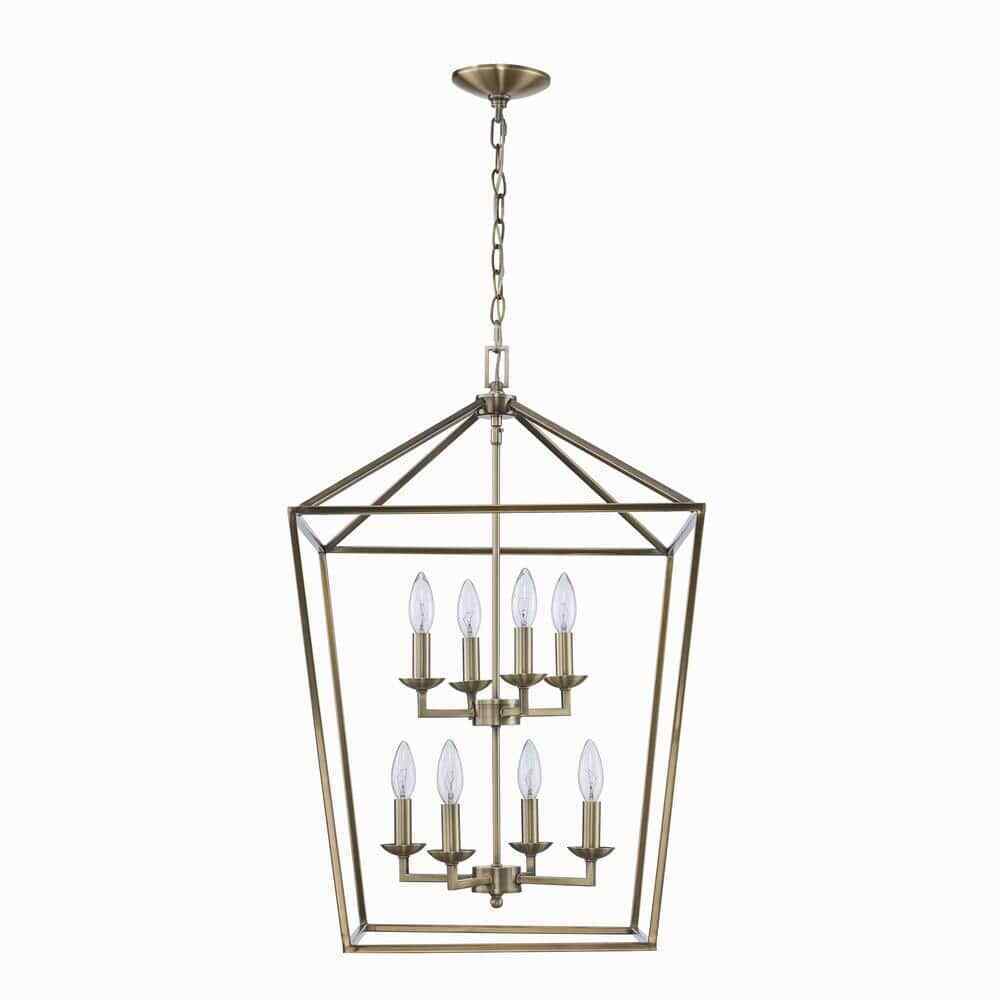 Home Decorators Weyburn 8-Light Brushed Brass Farmhouse Chandelier Light Fixture