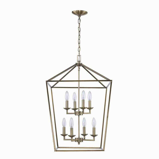 Home Decorators Weyburn 8-Light Brushed Brass Farmhouse Chandelier Light Fixture