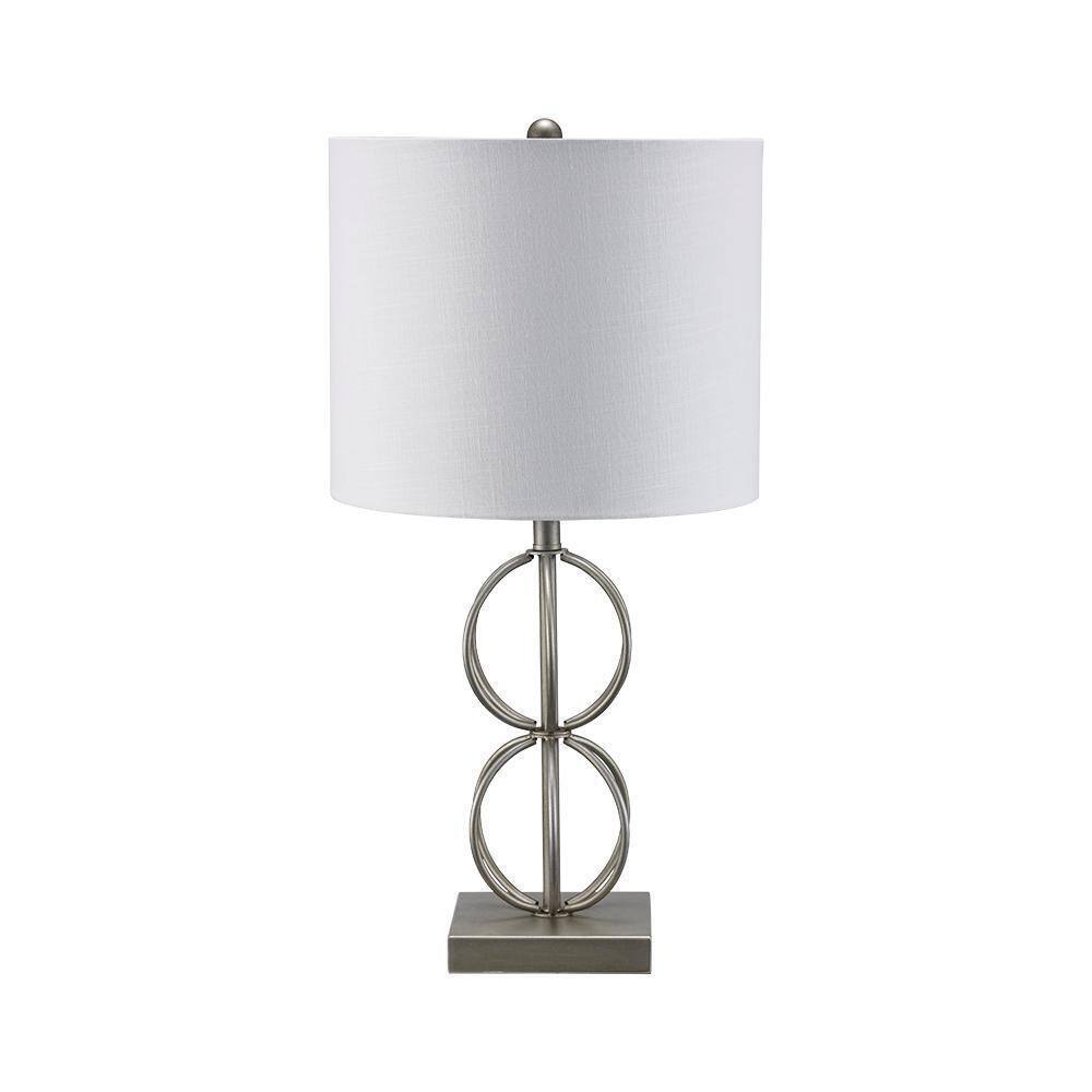 Monteaux Lighting 23 in. Pewter Indoor Table Lamp with Fabric Shade RS2110003